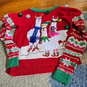 Llama Ugly Christmas Sweater Sz S